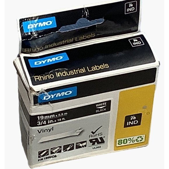 Dymo Rhino Industrial All Purpose Vinyl Labels 3/4" Black/ White 1805436 - Picture 5 of 5